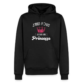 Je m'en fou je suis une princesse - Sweat à capuche Premium bio Homme - noir - Devant - Nico (187cm)