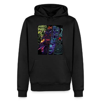 Zombie Roboter Samurai Dämon - Männer Premium Bio Hoodie - Schwarz - Vorne - Nico (187cm)
