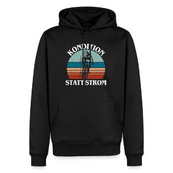 Kondition statt Strom Vintage Radfahrer Rennrad - Männer Premium Bio Hoodie - Schwarz - Vorne - Nico (187cm)
