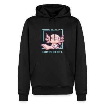 Kawaii Gamer Axolotl Gaming Lizard Walking Fish - Männer Premium Bio Hoodie - Schwarz - Vorne - Nico (187cm)