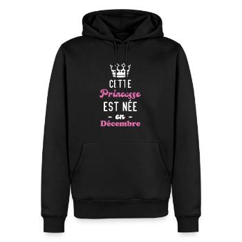 Cette princesse est née en décembre - Sweat à capuche Premium bio Homme - noir - Devant - Nico (187cm)