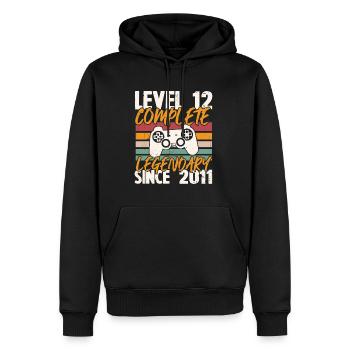 Geburtstagsgeschenk, Level 12 Complete 2011 - Männer Premium Bio Hoodie - Schwarz - Vorne - Nico (187cm)
