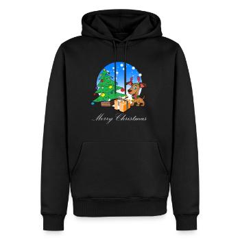 Weihnachten Merry Christmas Hund Rentier - Männer Premium Bio Hoodie - Schwarz - Vorne - Nico (187cm)