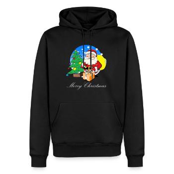 Weihnachtsmann mit Sack voller Geschenke - Männer Premium Bio Hoodie - Schwarz - Vorne - Nico (187cm)