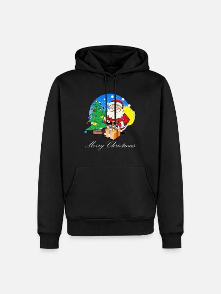 Weihnachtsmann mit Sack voller Geschenke - Männer Premium Bio Hoodie - Schwarz