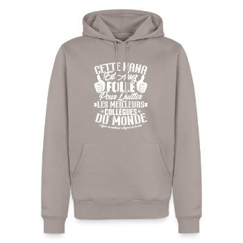 Collègue Nana, Cadeau meilleurs collègues du monde - Sweat à capuche Premium bio Homme - taupe - Devant - Nico (187cm)