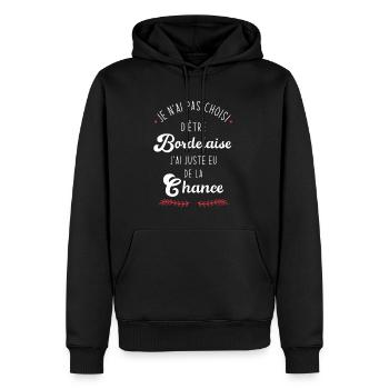 Je n'ai pas choisi d'etre Bordelaise - Sweat à capuche Premium bio Homme - noir - Devant - Nico (187cm)