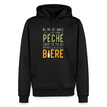 Je pêche sauf si tu as apportè de la bière - Sweat à capuche Premium bio Homme - noir - Devant - Nico (187cm)