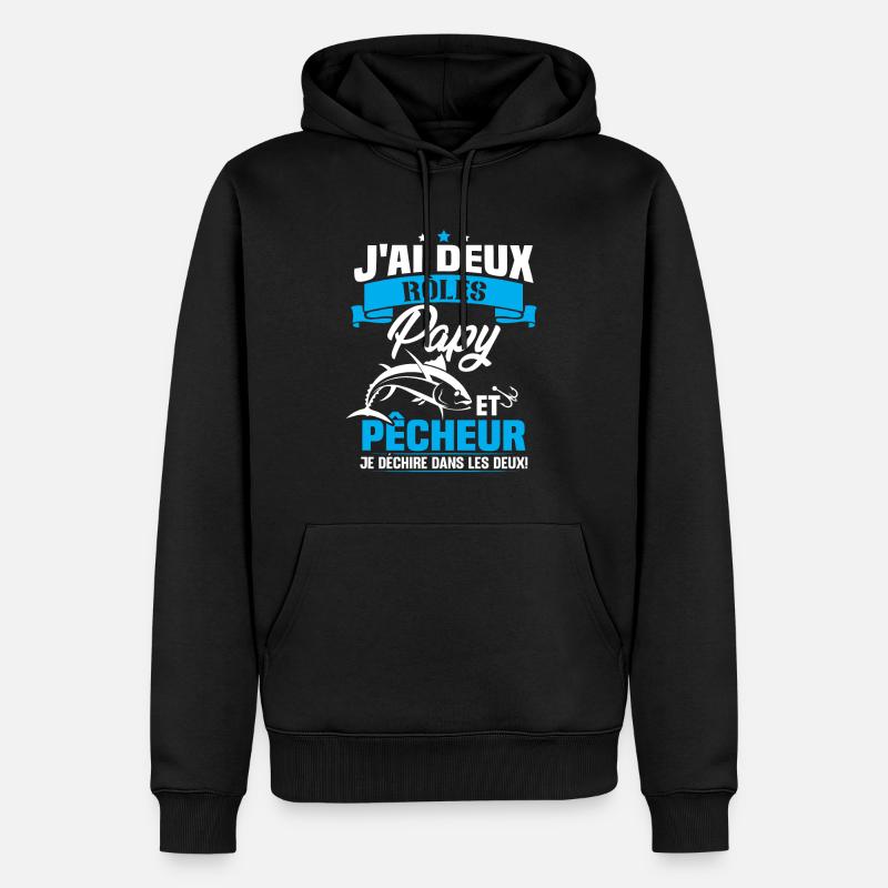 Papy Et pêcheur - Sweat à capuche Premium bio Homme - noir