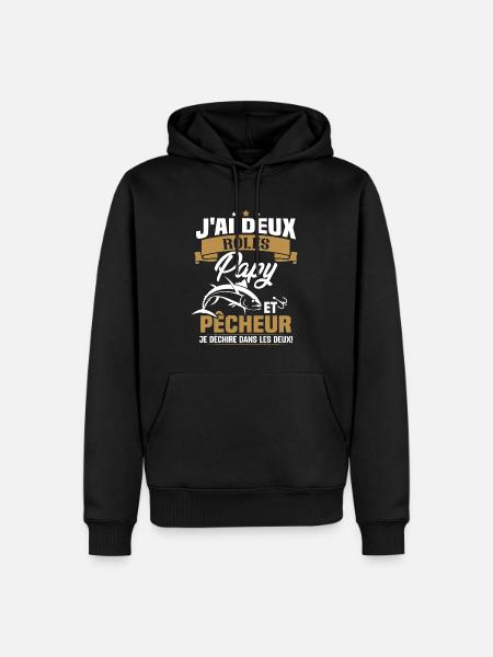 Papy Et pêcheur - Sweat à capuche Premium bio Homme - noir