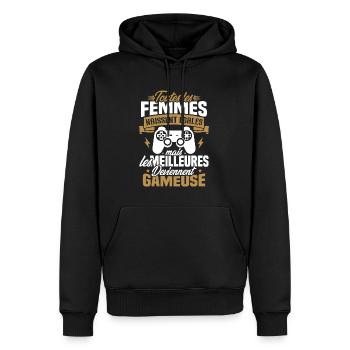 Les meilleures femmes deviennent gameuse - Sweat à capuche Premium bio Homme - noir - Devant - Nico (187cm)