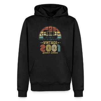 Vintage-Kassette 2001 - Männer Premium Bio Hoodie - Schwarz - Vorne - Nico (187cm)