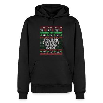 This is my christmas pajama shirt - Men’s Premium Organic Hoodie - black - Front - Nico (187cm)