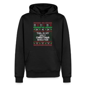 Das ist mein hässlicher Weihnachtspullover - Männer Premium Bio Hoodie - Schwarz - Vorne - Nico (187cm)