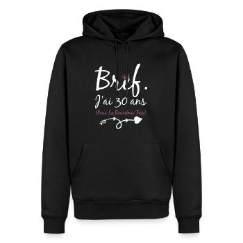 Femme cadeau d'anniversaire 60 ans - Sweat à capuche Premium bio Homme - noir - Devant - Nico (187cm)