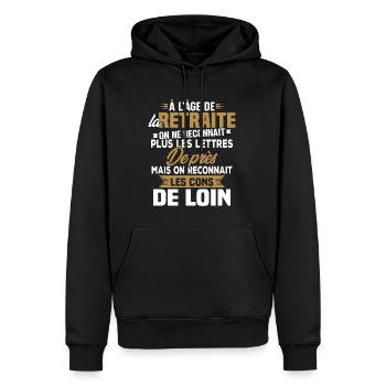 Avec l'age on reconnaît les cons de loin - Sweat à capuche Premium bio Homme - noir - Devant - Nico (187cm)
