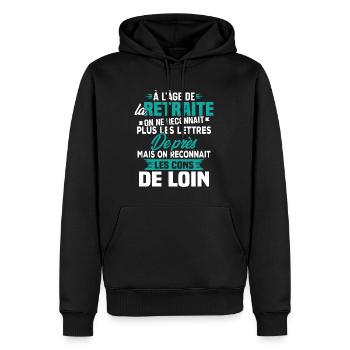 Avec l'age on reconnaît les cons de loin - Sweat à capuche Premium bio Homme - noir - Devant - Nico (187cm)