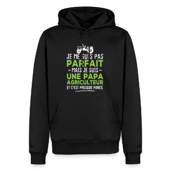 Pas parfait mais je suis une papa agriculteur - Sweat à capuche Premium bio Homme - noir - Devant - Nico (187cm)