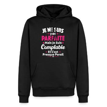 Pas parfaite mais je suis Comptable - Sweat à capuche Premium bio Homme - noir - Devant - Nico (187cm)