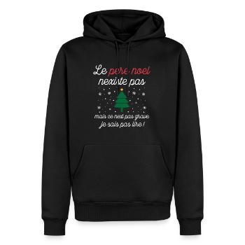 Le père noël n'existe pas - Sweat à capuche Premium bio Homme - noir - Devant - Nico (187cm)