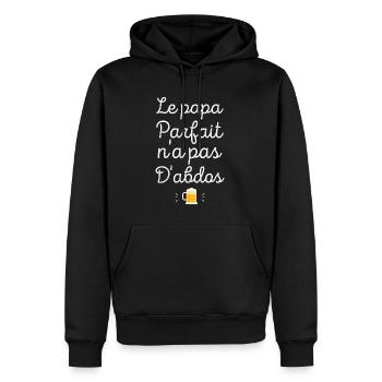 Le papa parfait n'a pas d'abdos - Sweat à capuche Premium bio Homme - noir - Devant - Nico (187cm)