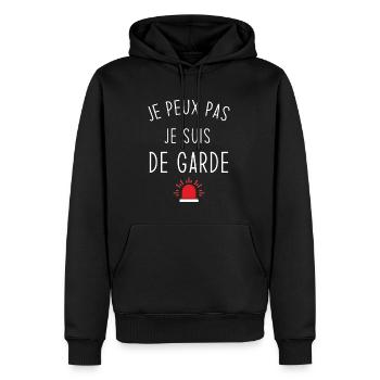 Je peux pas je suis de garde - Sweat à capuche Premium bio Homme - noir - Devant - Nico (187cm)