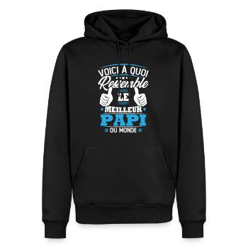 Voici à quoi ressemble le meilleur papi du monde - Sweat à capuche Premium bio Homme - noir - Devant - Nico (187cm)