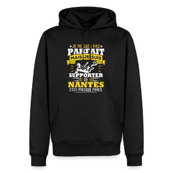 pas parfait mais je suis supporter de Nantes - Sweat à capuche Premium bio Homme - noir - Devant - Nico (187cm)
