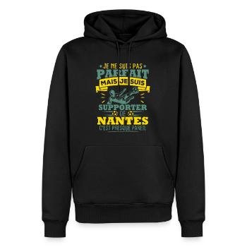 pas parfait mais je suis supporter de Nantes - Sweat à capuche Premium bio Homme - noir - Devant - Nico (187cm)