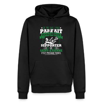 Je suis supporter de Saint Étienne - Sweat à capuche Premium bio Homme - noir - Devant - Nico (187cm)