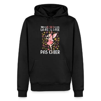 Je suis la fée la fée pas chier - Sweat à capuche Premium bio Homme - noir - Devant - Nico (187cm)
