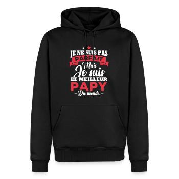 Pas parfait mais le meilleur papy du monde - Sweat à capuche Premium bio Homme - noir - Devant - Nico (187cm)