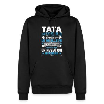 Tata j'ai essayé de te trouver le meilleur cadeau - Sweat à capuche Premium bio Homme - noir - Devant - Nico (187cm)