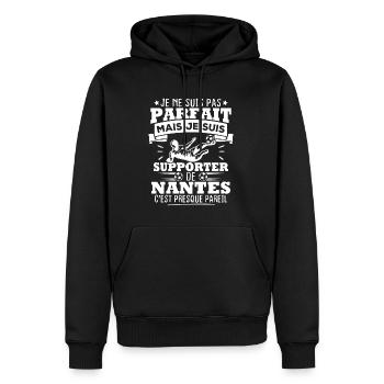 pas parfait mais je suis supporter de Nantes - Sweat à capuche Premium bio Homme - noir - Devant - Nico (187cm)