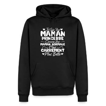 Je Suis Une Maman Princesse Carrément Plus Belle - Sweat à capuche Premium bio Homme - noir - Devant - Nico (187cm)