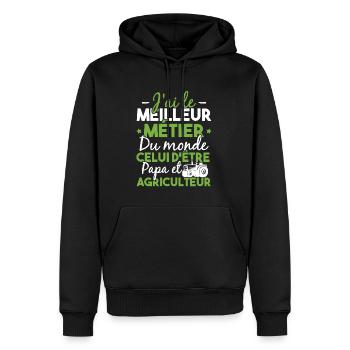 Papa et Agriculteur - Humour papa agriculteur - Sweat à capuche Premium bio Homme - noir - Devant - Nico (187cm)