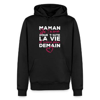 Maman je t'aime pour toute la vie - Sweat à capuche Premium bio Homme - noir - Devant - Nico (187cm)