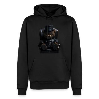 TEDDYBÄR GANGSTER DESIGN - Männer Premium Bio Hoodie - Schwarz - Vorne - Nico (187cm)