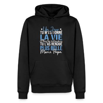 Un jour tu m'as donné la vie, Merci papa - Sweat à capuche Premium bio Homme - noir - Devant - Nico (187cm)
