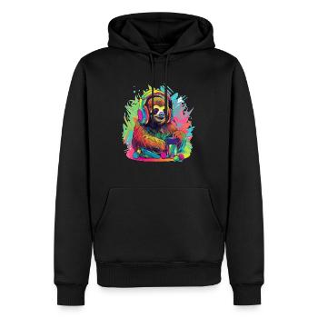 Musikliebhaber Faultier Techno Music Festival EDM - Männer Premium Bio Hoodie - Schwarz - Vorne - Nico (187cm)