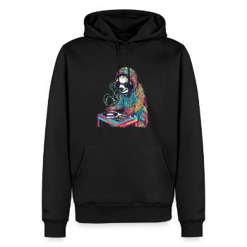 Techno Party Faultier Musikfestival - Männer Premium Bio Hoodie - Schwarz - Vorne - Nico (187cm)