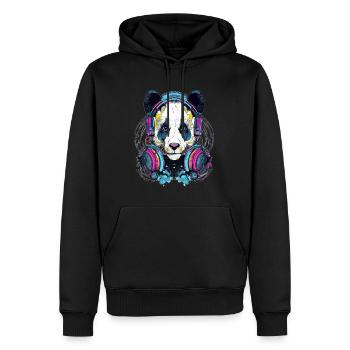 Techno Panda Dj Music Lover EDM Festival - Männer Premium Bio Hoodie - Schwarz - Vorne - Nico (187cm)