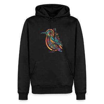 Techno Party Festival Bird DJ - Sweat à capuche Premium bio Homme - noir - Devant - Nico (187cm)