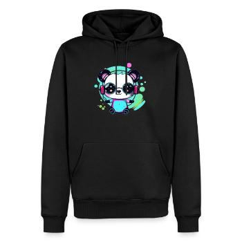 Lustiges Techno Panda Dj Musikliebhaber Festivl - Männer Premium Bio Hoodie - Schwarz - Vorne - Nico (187cm)
