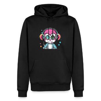 Techno Party Monkey EDM Rave - Sweat à capuche Premium bio Homme - noir - Devant - Nico (187cm)
