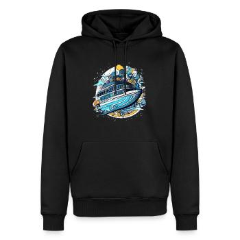 Arty Cruise Boat Spaceship Captain - Men’s Premium Organic Hoodie - black - Front - Nico (187cm)