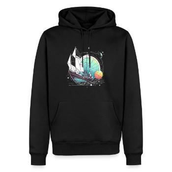 Capitaine de bateau spatial voyageur - Sweat à capuche Premium bio Homme - noir - Devant - Nico (187cm)