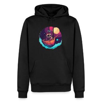 Schiffsreisen Faultier Raumschiff Kapitän - Männer Premium Bio Hoodie - Schwarz - Vorne - Nico (187cm)