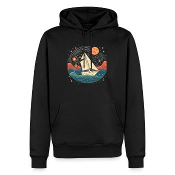 Travel around the Ocean Boat Traveler - Men’s Premium Organic Hoodie - black - Front - Nico (187cm)