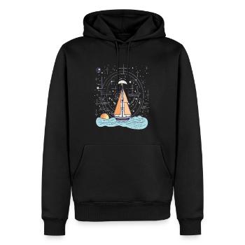 Capitaine de voilier d’été minimaliste - Sweat à capuche Premium bio Homme - noir - Devant - Nico (187cm)